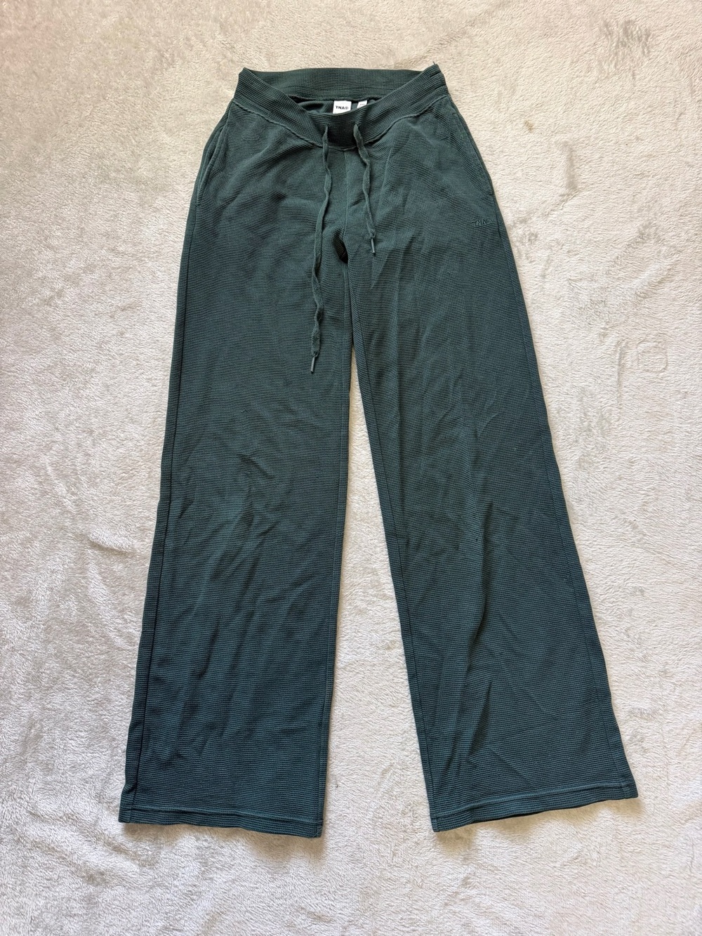 TNA Wide-Leg Knit Lounge Pants in Forest Green